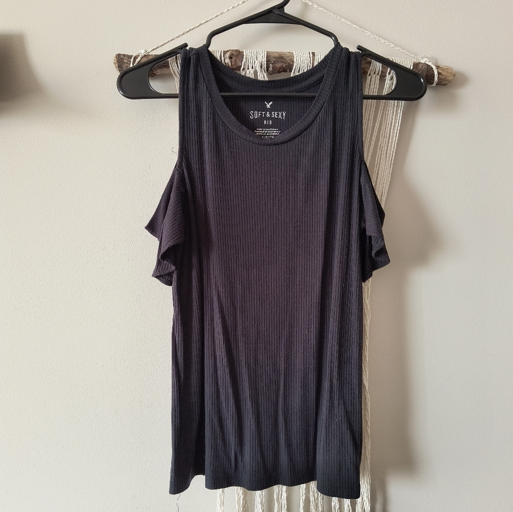 American Eagle Black Off the Shoulder Top